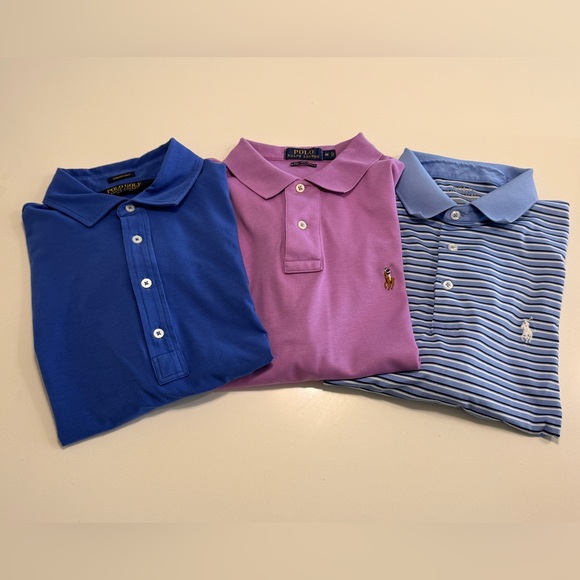 Polo Ralph Lauren Other - Lot Of 3 Ralph Lauren Pima Soft Performance Polo Shirts Size Med Blue And Purple